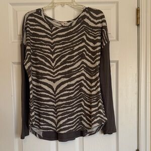 Zebra Print Long Sleeve Top maybe mixed media flowy